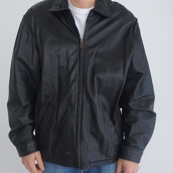 Wilsons The Leather Experts Black 100% Leather Zip Up Jacket XL - Picture 4 of 12